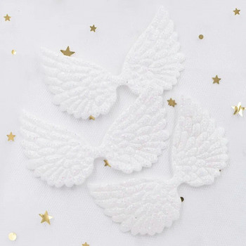 20 τεμ. 74*43 χιλιοστά Λευκό φτερό άγγελος Απλικέ μονόπλευρης γκλίτερ πούδρες Fairy Wing Patches DIY Headwear Bowknot παπιγιόν Διακόσμηση