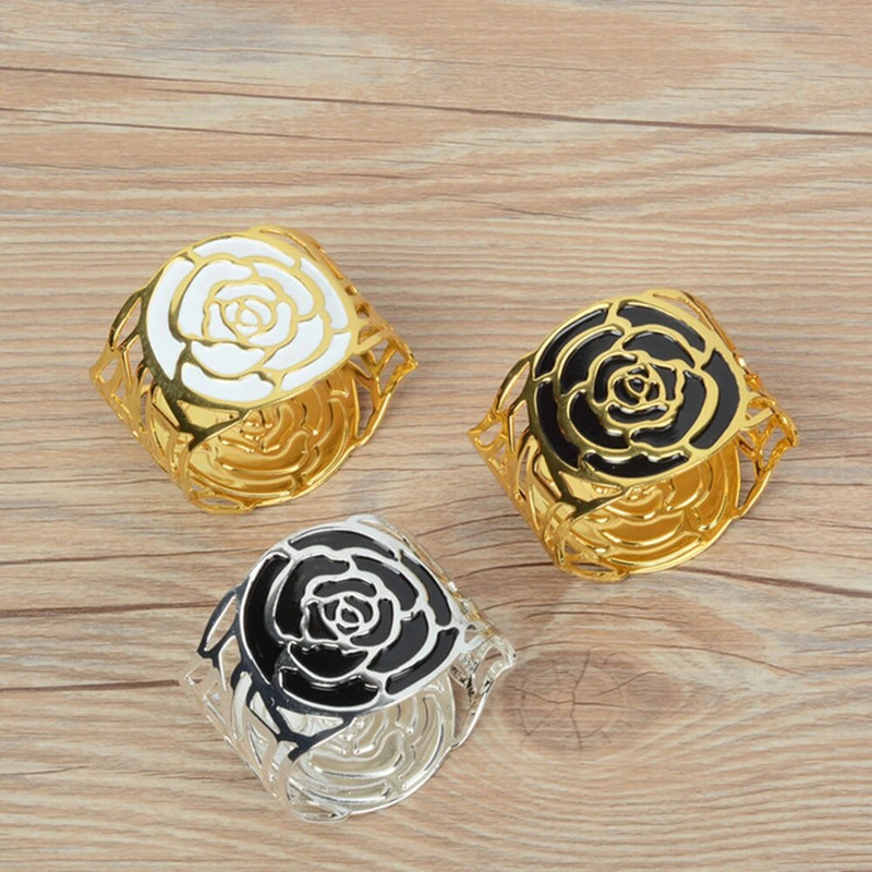 SHSEJA 1db/tétel Esküvői étterem szalvéta gyűrű gyönyörű rózsák szalvéta csat hotel bankett szalvéta gyűrű asztali dekoráció