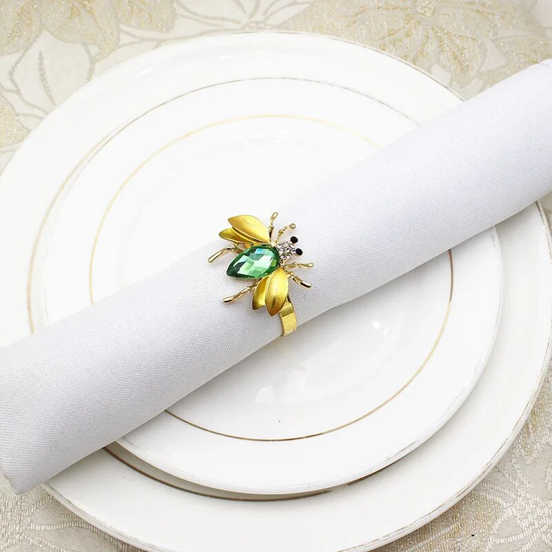 6 τμχ/παρτίδα Προσομοίωση έντομο κούμπωμα σερβιέτας μεταλλικό δαχτυλίδι σερβιέτας επιτραπέζιου διακοσμητικό δαχτυλίδι χαρτοπετσέτας χρυσή θήκη χαρτοπετσέτας