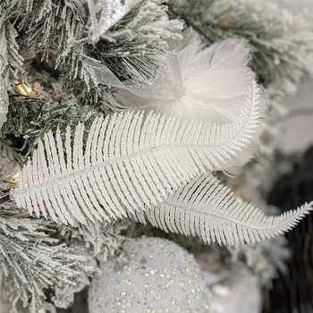 5τμχ Κλιπ με φτερά τεχνητά φύλλα Χριστουγεννιάτικο στολίδι Χριστουγεννιάτικο πάρτι Διακόσμηση σπιτιού Navidad Πρωτοχρονιάτικα λουλούδια γάμου