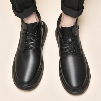 Мъжки кожени ботуши Модни каузални ботуши Обувки от кожа Мъжки удобни издръжливи външни подметки Мъжки външни ботуши Нови класически мъжки обувки