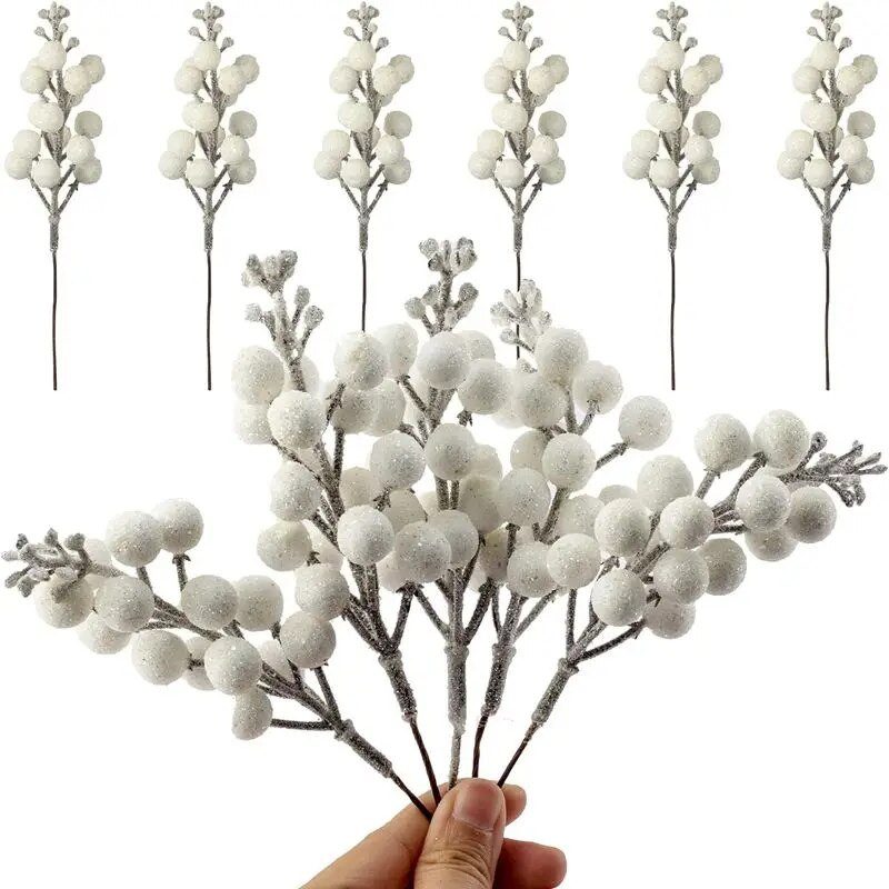 10 бр. 7-инчови коледни бляскави стъбла от плодове Изкуствени коледни мотки за орнаменти за коледно дърво Направи си сам коледен венец Декорация на дома