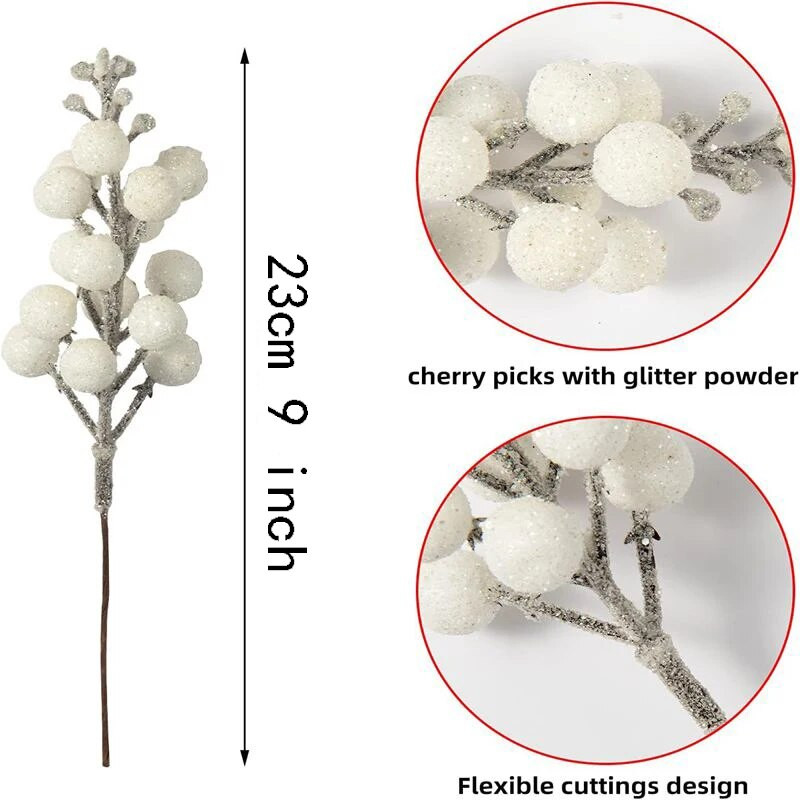 10 бр. 7-инчови коледни бляскави стъбла от плодове Изкуствени коледни мотки за орнаменти за коледно дърво Направи си сам коледен венец Декорация на дома