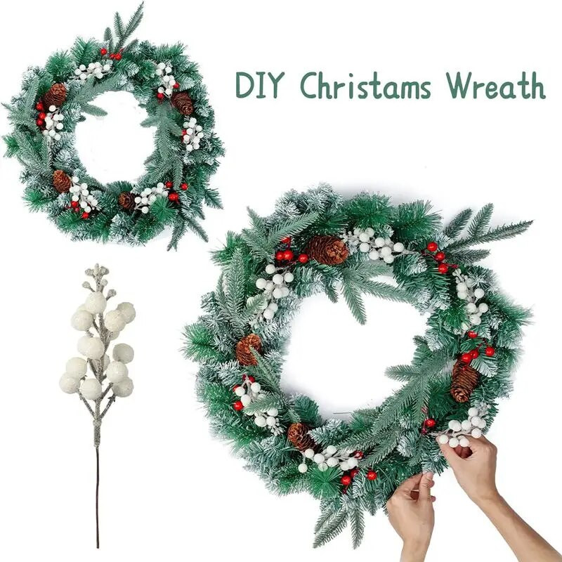 10 бр. 7-инчови коледни бляскави стъбла от плодове Изкуствени коледни мотки за орнаменти за коледно дърво Направи си сам коледен венец Декорация на дома