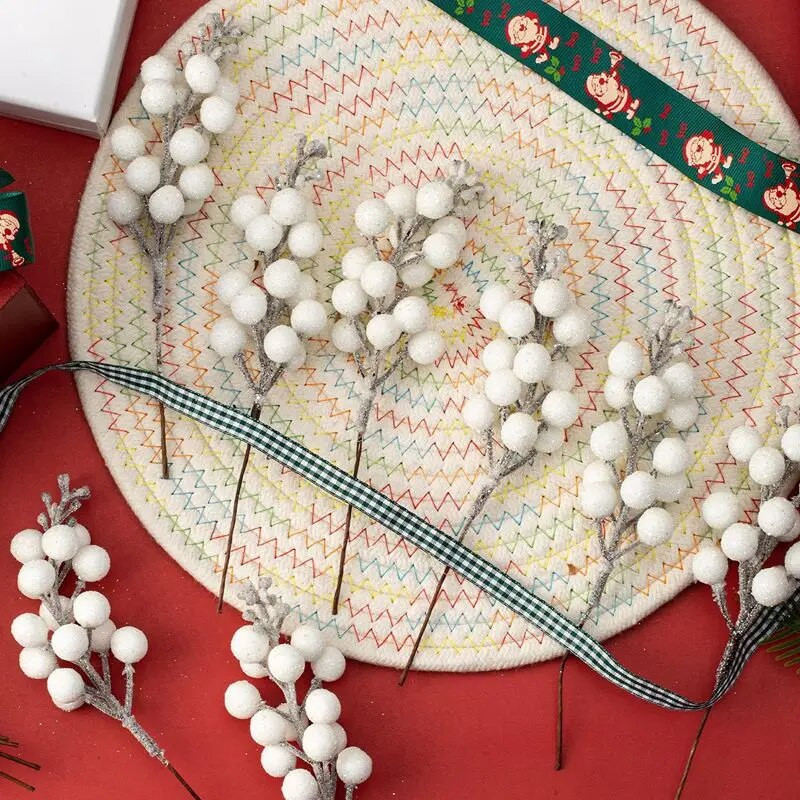 10 бр. 7-инчови коледни бляскави стъбла от плодове Изкуствени коледни мотки за орнаменти за коледно дърво Направи си сам коледен венец Декорация на дома