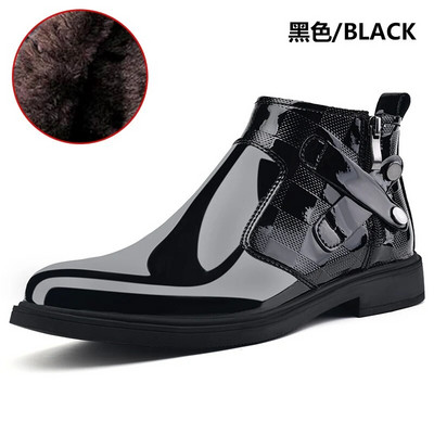 Vīriešu ikdienas apavi āda Biznesa Chelsea Biezās Sole Designer Luxury Trends Spogulis Seja Āda Ziemas silti Zābaki Jauns