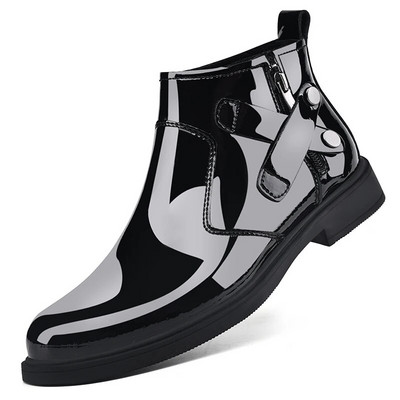Vīriešu ikdienas apavi āda Biznesa Chelsea Biezās Sole Designer Luxury Trends Spogulis Seja Āda Ziemas silti Zābaki Jauns
