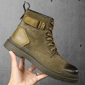 Επώνυμα χειμερινές μπότες Lace Up Γούνα υψηλής ποιότητας Plus Ανδρικά παπούτσια σε στυλ καουμπόη με χοντρή σόλα στρατιωτικές μπότες εξωτερικού χώρου