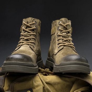 Επώνυμα χειμερινές μπότες Lace Up Γούνα υψηλής ποιότητας Plus Ανδρικά παπούτσια σε στυλ καουμπόη με χοντρή σόλα στρατιωτικές μπότες εξωτερικού χώρου
