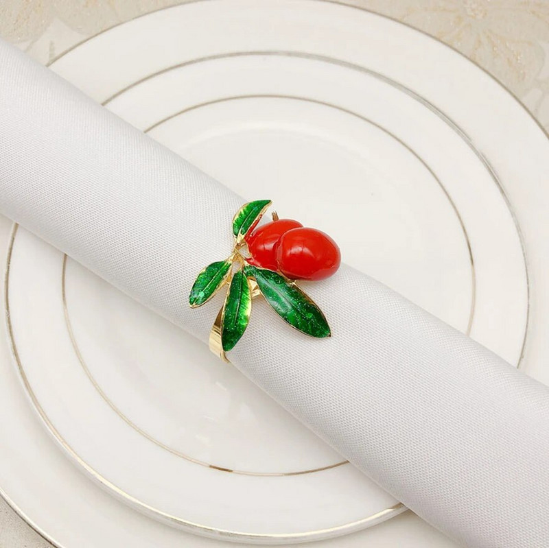 2 τμχ/παρτίδα Hot Sale Δημιουργικό δαχτυλίδι χαρτοπετσέτας Μεταλλικό δαχτυλίδι φρούτων για χαρτοπετσέτα Πόρπη για χαρτοπετσέτα Διακόσμηση επιφάνειας εργασίας Χριστουγεννιάτικου πάρτι γάμου