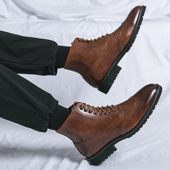Мъжки нови модни тенденции Карвинг ботуши Социални офис бизнес запознанства Официални парти обувки Комфорт Универсални качествени остри ботуши