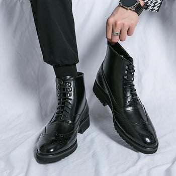 Ανδρικές νέες τάσεις της μόδας Μπότες σκαλίσματος Social Office Business Dating Επίσημα παπούτσια για πάρτι Άνετα Ευέλικτα ποιοτικά μυτερές μπότες