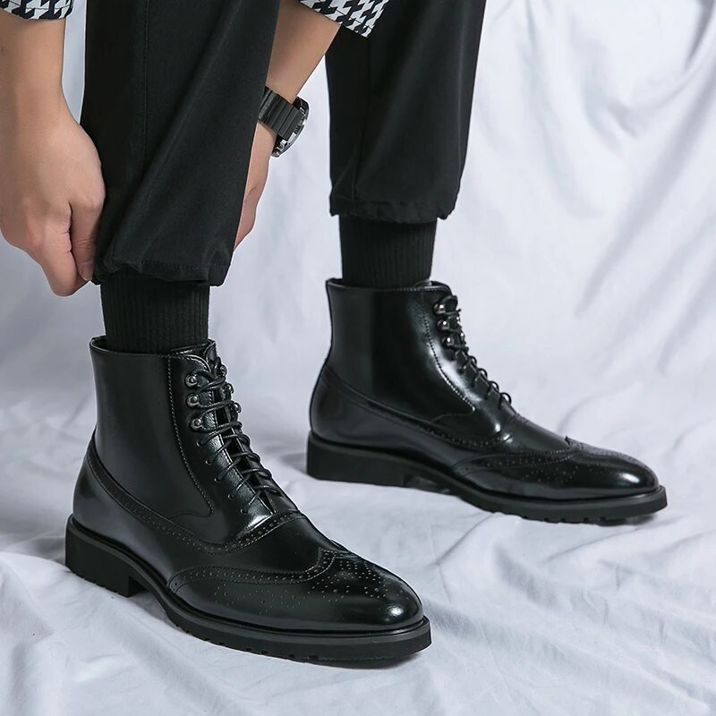 Vīriešu jaunas modes tendences Carving Boots Sociālais birojs Biznesa Iepazīšanās Svinīga Ballīte Apavi Komforts Daudzpusīgi Kvalitatīvi Smaili Zābaki