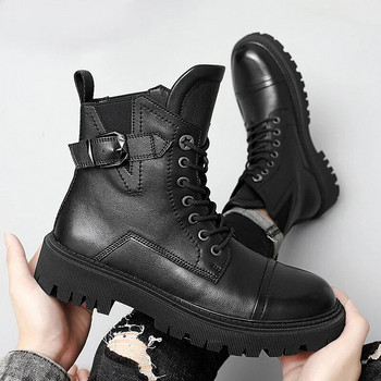 Winter Plus Velvet Υψηλής Ποιότητας Ζεστές Μπότες εξωτερικού χώρου Μόδα Παπούτσια με βαμβακερά επένδυση Ανδρικά μποτάκια χιονιού Μαύρες μπότες Combat