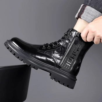 Ανδρικές μπότες υψηλής ποιότητας από 2023 Βελούδινες ζεστές χειμερινές μπότες υψηλής ποιότητας Ανδρικές μπότες μοτοσυκλέτας Fashion Tooling αθλητικά παπούτσια