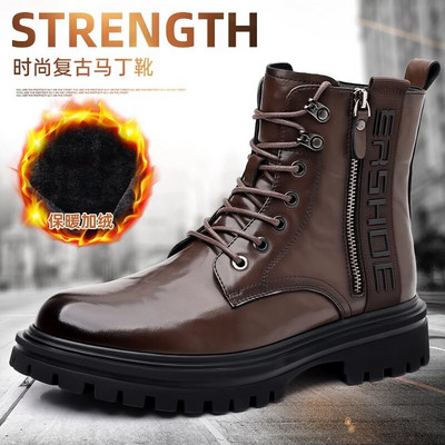 Ανδρικές μπότες υψηλής ποιότητας από 2023 Βελούδινες ζεστές χειμερινές μπότες υψηλής ποιότητας Ανδρικές μπότες μοτοσυκλέτας Fashion Tooling αθλητικά παπούτσια