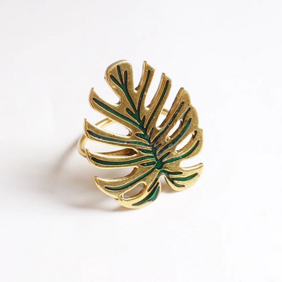 6 τμχ/ παρτίδα Hot Sale Δαχτυλίδι χαρτοπετσέτας Μεταλλικό Πράσινο φύλλο χελώνας Πόρπη για χαρτοπετσέτα Χριστουγεννιάτικο Γαμήλιο πάρτι Κύκλος Διακόσμηση επιφάνειας εργασίας