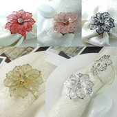 6 τμχ/ παρτίδα Flower πετσέτα δαχτυλίδι Νυφική θήκη χαρτοπετσέτας Μεταλλική χαρτοπετσέτα κύκλος φύλλο χαρτοπετσέτας πόρπη για πάρτι Διακοσμητικό γιορτινό τραπέζι