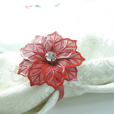 6 τμχ/ παρτίδα Flower πετσέτα δαχτυλίδι Νυφική θήκη χαρτοπετσέτας Μεταλλική χαρτοπετσέτα κύκλος φύλλο χαρτοπετσέτας πόρπη για πάρτι Διακοσμητικό γιορτινό τραπέζι