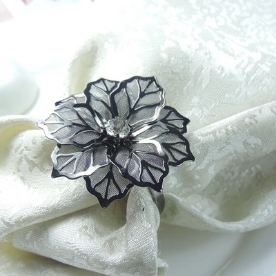 6 τμχ/ παρτίδα Flower πετσέτα δαχτυλίδι Νυφική θήκη χαρτοπετσέτας Μεταλλική χαρτοπετσέτα κύκλος φύλλο χαρτοπετσέτας πόρπη για πάρτι Διακοσμητικό γιορτινό τραπέζι