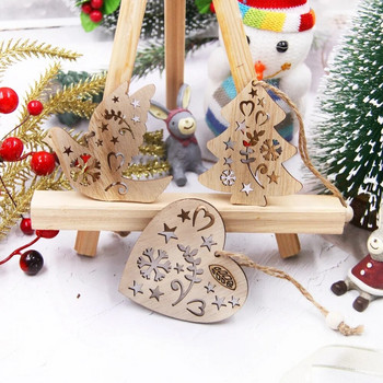12 ΤΕΜ/Κουτί Ξύλινα Χριστουγεννιάτικα Μενταγιόν Κούφιο Δέντρο/Αστέρι/Άγγελος Κρεμαστά Στολίδια για Χριστουγεννιάτικες Διακοσμήσεις Δέντρων Παιδικές χειροτεχνίες ζωγραφικής