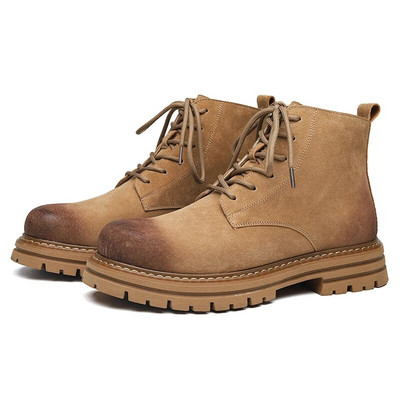 Jauni vīriešu āra sporta ādas zābaki ziemas modes potīšu apavi vīriešiem ziemas ikdienas neslīdoši pastaigu apavi alpīnismam