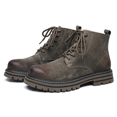 Jauni vīriešu āra sporta ādas zābaki ziemas modes potīšu apavi vīriešiem ziemas ikdienas neslīdoši pastaigu apavi alpīnismam