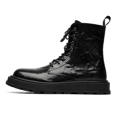 Επώνυμα Ανδρικές Μπότες με κορδόνια Αναπνεύσιμα ψηλά παπούτσια Υπαίθρια περιστασιακά ανδρικά μηχανοκίνητα δερμάτινα μποτάκια Fashion Botas Homme