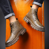 Divatos kültéri téli meleg plüss utazási tornacipők Valódi bőr Bokacsizmák Férfi Fűzős Lapos Mindennapi Cipők