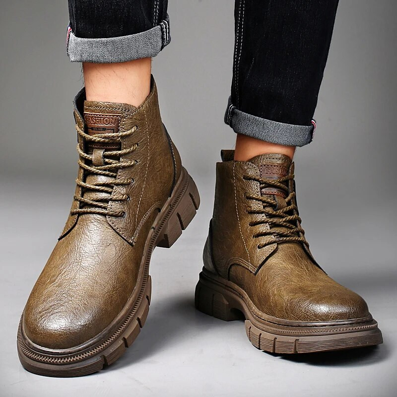 Divatos kültéri téli meleg plüss utazási tornacipők Valódi bőr Bokacsizmák Férfi Fűzős Lapos Mindennapi Cipők