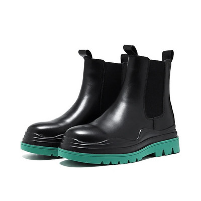 2023. gada jauns modes ādas vīriešu Chelsea zābaki zīmola dizainers Itālijas vecāka gadagājuma vīriešu zābaki, ikdienas zaļas zoles biznesa puszābaki, valkājami