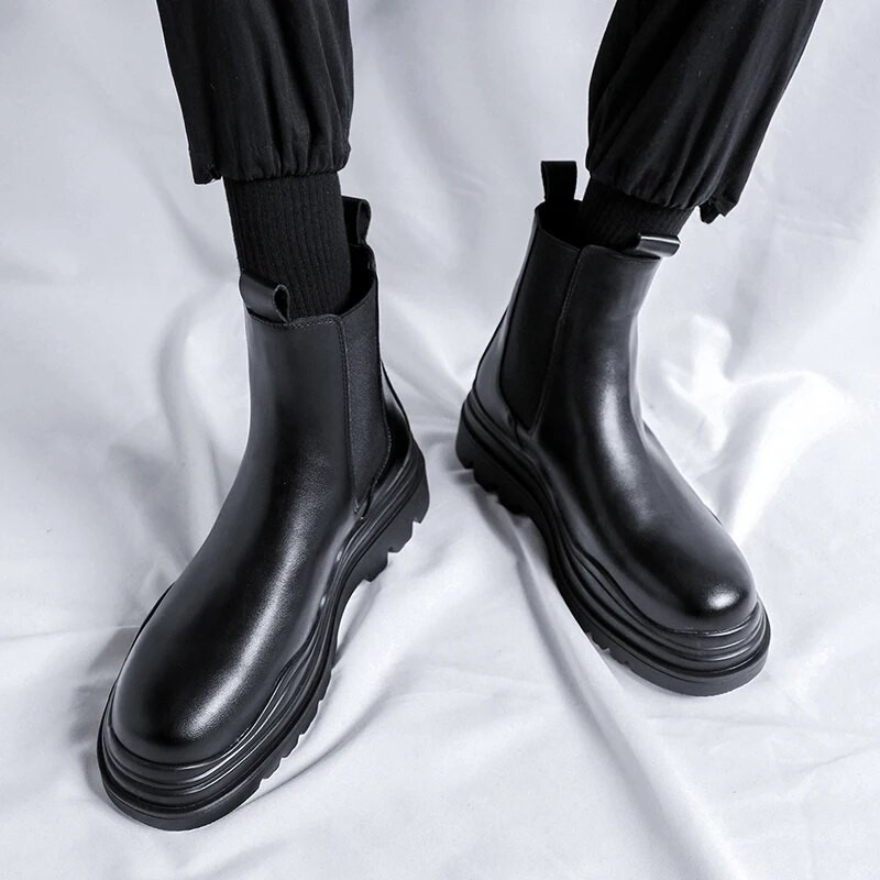 2023. gada jauns modes ādas vīriešu Chelsea zābaki zīmola dizainers Itālijas vecāka gadagājuma vīriešu zābaki, ikdienas zaļas zoles biznesa puszābaki, valkājami