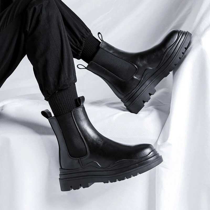 2023. gada jauns modes ādas vīriešu Chelsea zābaki zīmola dizainers Itālijas vecāka gadagājuma vīriešu zābaki, ikdienas zaļas zoles biznesa puszābaki, valkājami