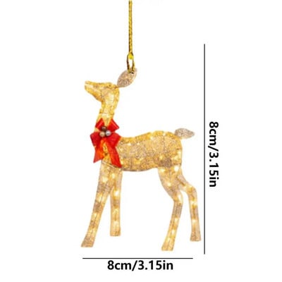 2D jõuluhirvede kaunistused kullast põhjapõdra saani jõulukaunistused Häid jõule rippuvad ehted jõulupuu hirvekaunistused