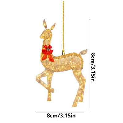 2D jõuluhirvede kaunistused kullast põhjapõdra saani jõulukaunistused Häid jõule rippuvad ehted jõulupuu hirvekaunistused