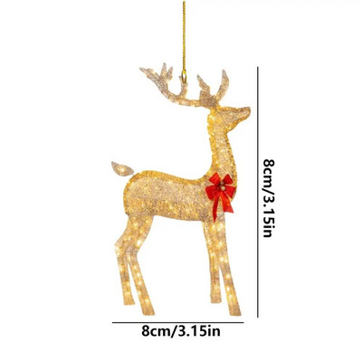 2D jõuluhirvede kaunistused kullast põhjapõdra saani jõulukaunistused Häid jõule rippuvad ehted jõulupuu hirvekaunistused