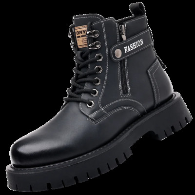 Zīmols āra biezas zoles ādas vīriešu zābaki ar kokvilnu polsterēti apavi kažokādas silti darba vīriešu zābaki vilnas āra ādas zābaki