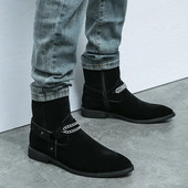 Ανδρικές δερμάτινες μπότες πολυτελείας Chelsea με χοντρή σόλα με μύτη casual παπούτσια Ψηλά παπούτσια Τάσεις μόδας Suede δερμάτινες μπότες