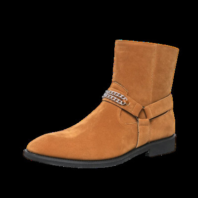 Ανδρικές δερμάτινες μπότες πολυτελείας Chelsea με χοντρή σόλα με μύτη casual παπούτσια Ψηλά παπούτσια Τάσεις μόδας Suede δερμάτινες μπότες