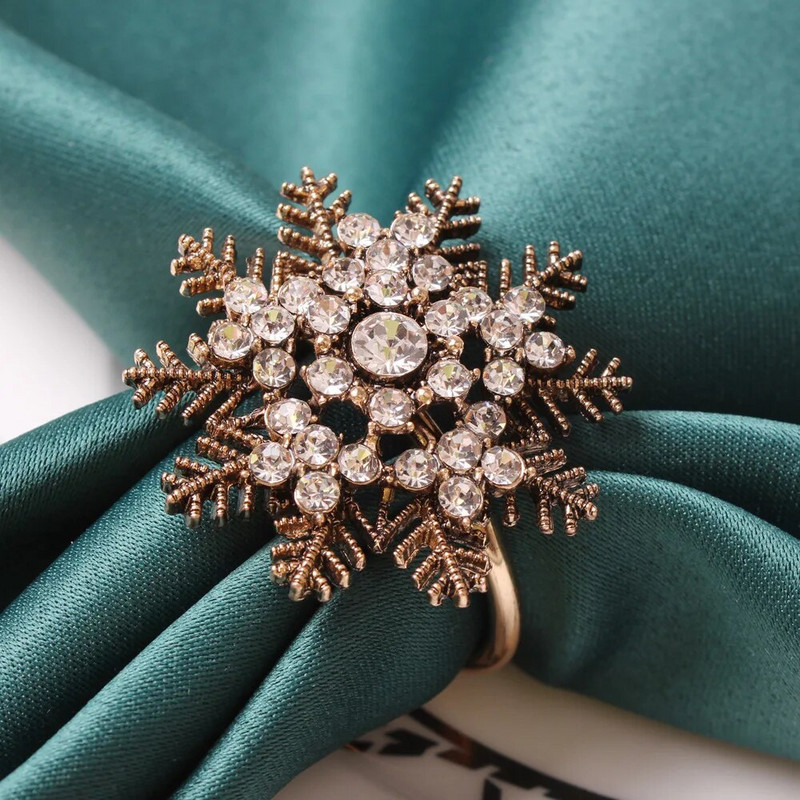 10tk/partii jõulude lumehelbest salvräti sõrmus metallist salvrätiku sõrmus hotelli pühade salvrätik pandla lauanõude kaunistused