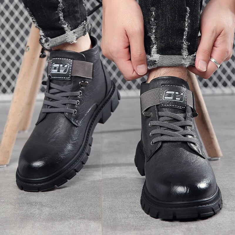 Vīriešu uzlabotas luksusa zīmola biznesa sarunas kāzu ballīte Britu modes apaļa galva, mīksta elpojoša apakšdaļa Chelsea zābaki