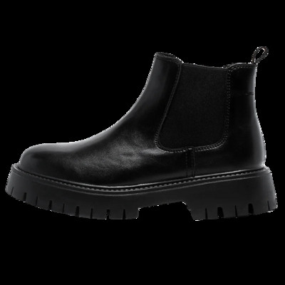 Apavi ar biezu zoli Vīriešu apģērbi Chelsea zābaki Sociālie ādas ziemas īsie zābaki biznesa zābaki Ādas plīša apaļas purngala kurpes