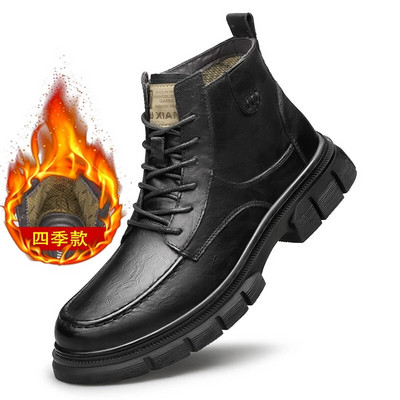 2023. aasta õuesaapad, talvised poolsaapad, nahast meeste saapad, nööriga kõrbesaapad, mugavad soojad karusnahast käsitsi valmistatud saapad