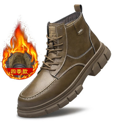 2023. aasta õuesaapad, talvised poolsaapad, nahast meeste saapad, nööriga kõrbesaapad, mugavad soojad karusnahast käsitsi valmistatud saapad