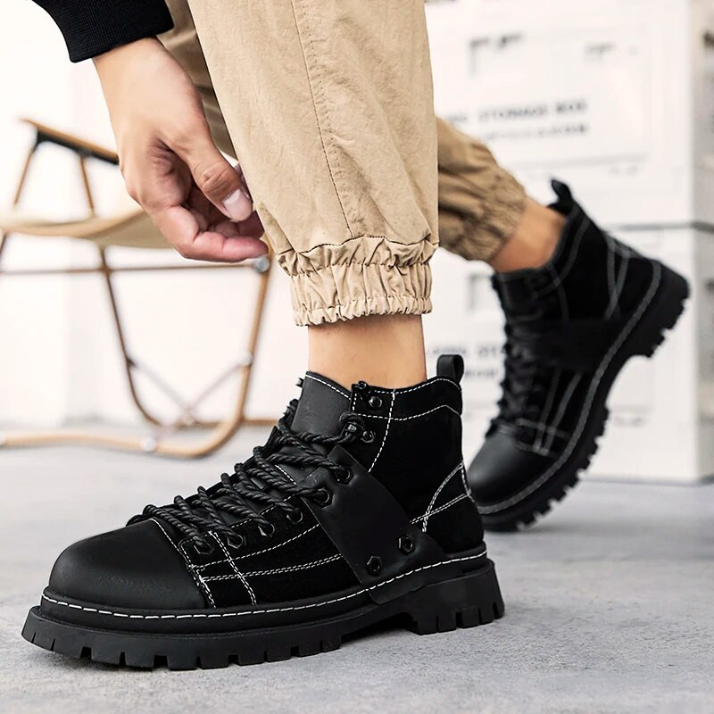 Μόδα μποτάκια εξωτερικού χώρου Μικτά χρώματα Ανδρικά μποτάκια 2023 Casual Υψηλής Ποιότητας Χοντρό Πάτο Ανδρικά Μπότες Μοτοσυκλέτας
