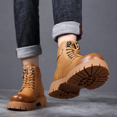 Āra ādas zābaki vīrietim silti plīša augstas augšdaļas klasiski klasiski Anglijas vīriešu potīšu zābaki Modes jauni, apaļi purngali, moderni kovboju zābaki