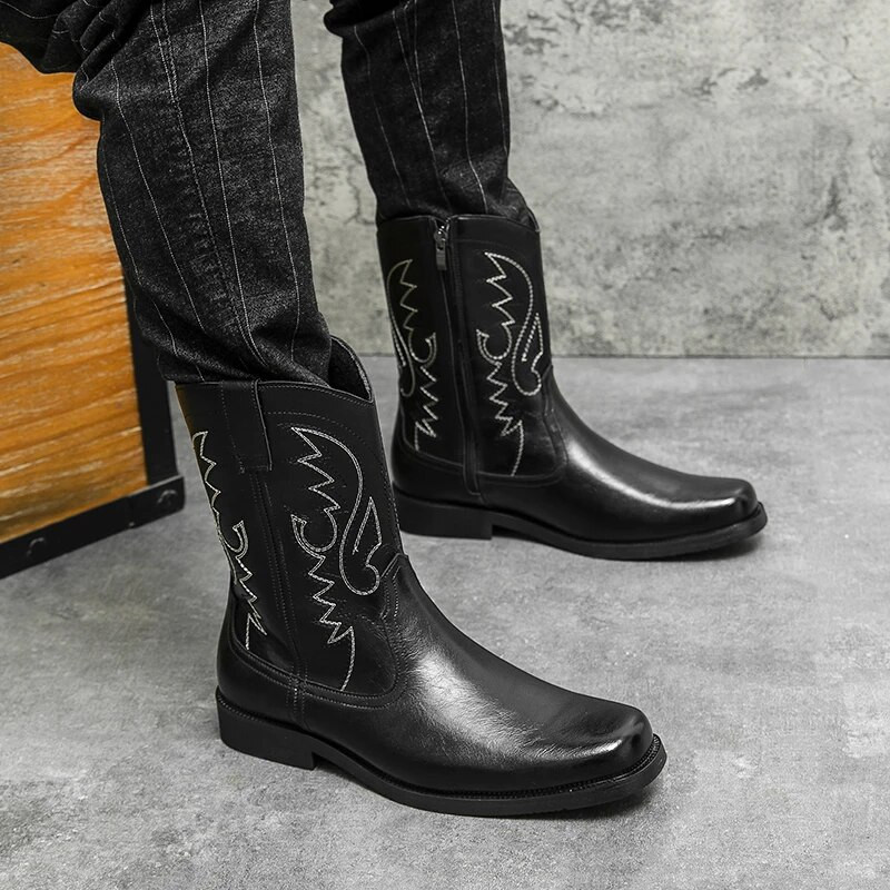 Férfi Új Western Retro Stílusú Farmercsizma Vezető Motorcsizma Magas Csúszásmentes Szerszámcsizma Férfi Kiváló Minőségi Bőrcsizma