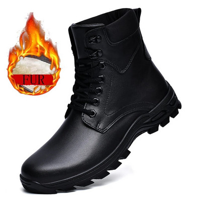 Melni ādas zābaki vīriešiem ziemas zābaki Ūdensnecaurlaidīgi šņorzābaki Īsi puszābaki āra sporta pastaigu alpīnisma ceļojumu apavi