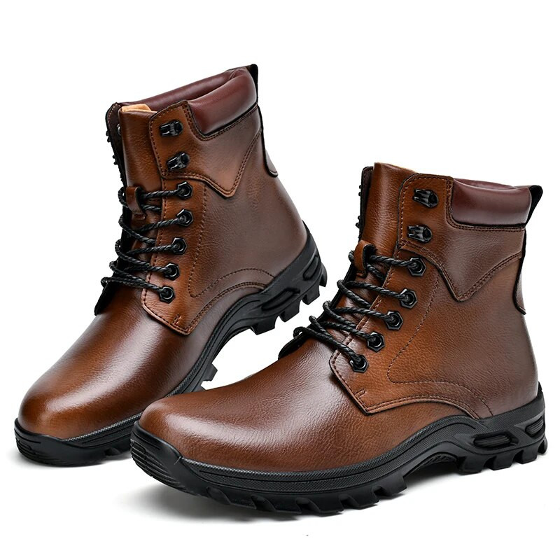 Melni ādas zābaki vīriešiem ziemas zābaki Ūdensnecaurlaidīgi šņorzābaki Īsi puszābaki āra sporta pastaigu alpīnisma ceļojumu apavi