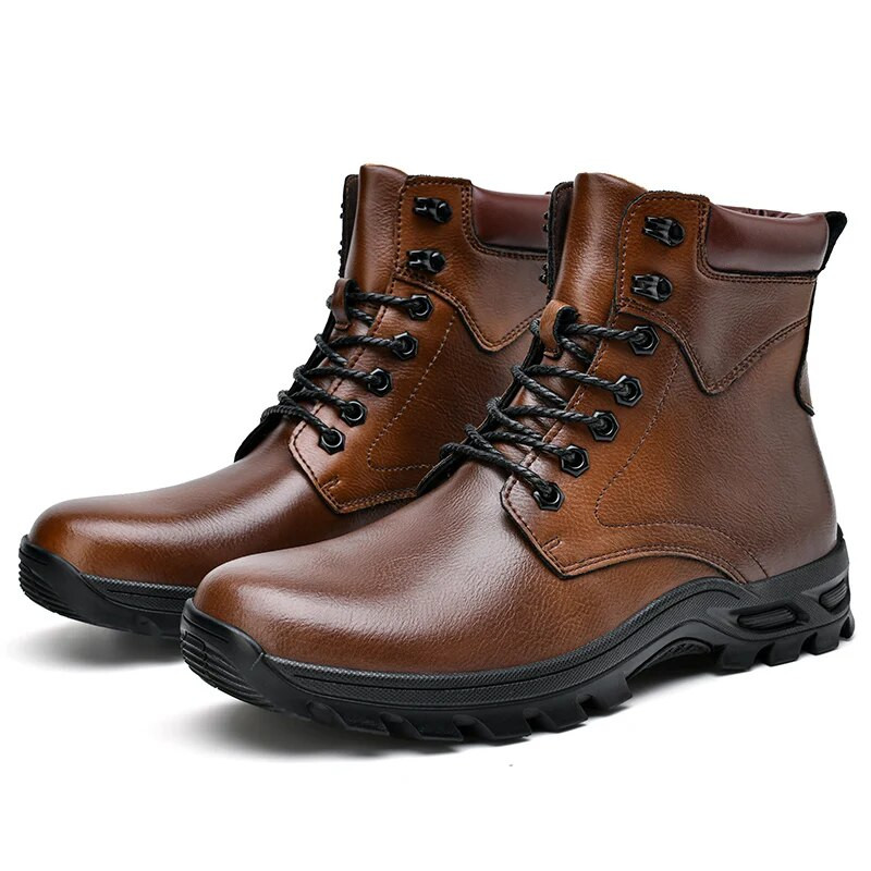 Melni ādas zābaki vīriešiem ziemas zābaki Ūdensnecaurlaidīgi šņorzābaki Īsi puszābaki āra sporta pastaigu alpīnisma ceļojumu apavi